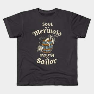 "Soul Of A Mermaid, Mouth Of A Sailor" Cute & Funny Mermaid Art Kids T-Shirt